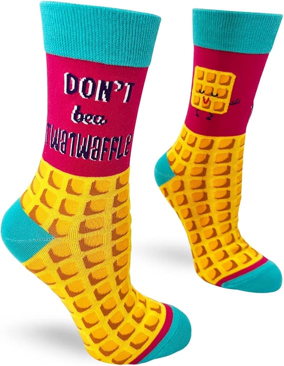 Fabdaz Don't Be a Twatwaffle Funny Novelty Crew Socks for Women - Fits Ladies Adult Shoe Sizes 5-10 - 1 Pair