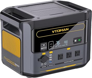 VTOMAN Jump 1500X Portable Power Station with Jump Start, 828Wh LiFePO4 Battery 1500W AC Outlets 3000W Surge 100W USB-C Output Fast Charge, Solar Generator for for Outdoor, Camping, Outages Backup