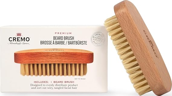 Cremo Beard Accessories, 100% Boar Bristle Beard Brush with Wood Handle - Shape, Style And Groom Any Length Facial Hair