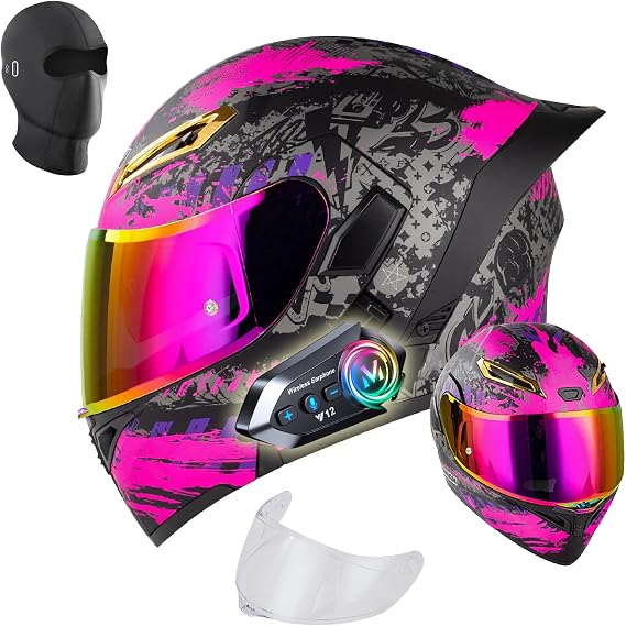Womens Modular Motorcycle Helmets with Bluetooth - DOT