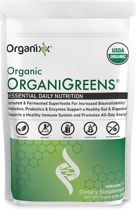 Organixx OrganiGreens Superfood Powder, Probiotics, Vegan, 10oz