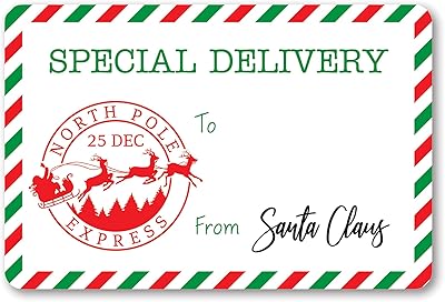 2 x 3 Inch North Pole Express Special Delivery from Santa Christmas Gift Stickers 20 Labels