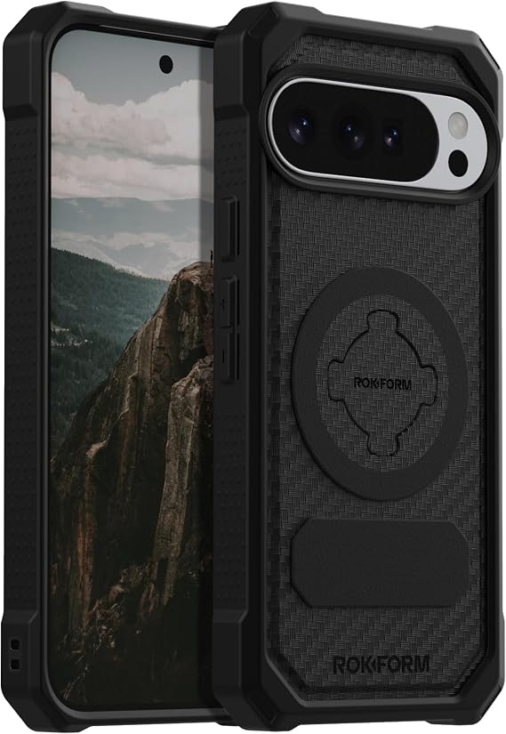 Rokform Rugged Case for Google Pixel 10 Pro XL, Magentic + RokLock (Black)
