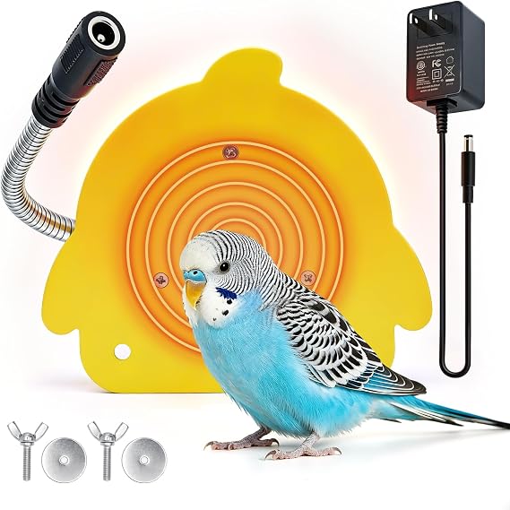 Bird Heater for Parakeets, Warm Bird Perch Stand, Yellow, Small