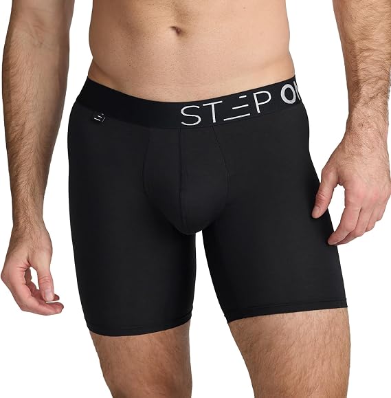 STEP ONE Mens Boxer Briefs, 1 Pair, Anti Chafing Mens Underwear, Comfortable Moisture-Wicking Boxers for Men with 3D Pouch
