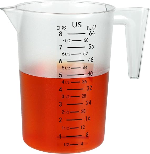 8 Cup/2-Quart Large Measuring Cups, Clear, Strong Food Grade Liquid Measure Pitcher, for Home Hobbies/Professional Kitchen
