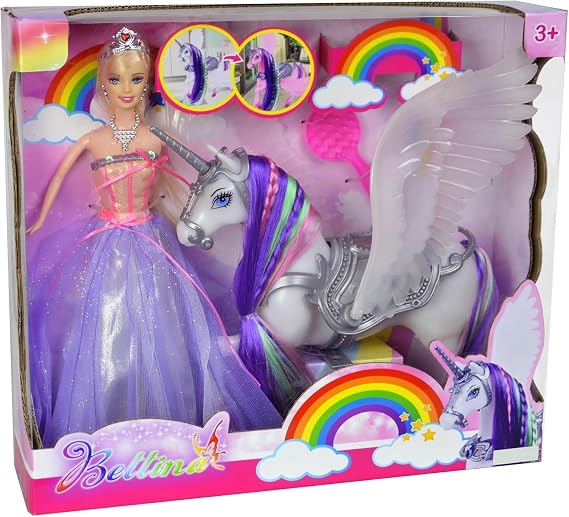 11.5" Fashion Doll & Color Changing Unicorn with Outfit & Accessories