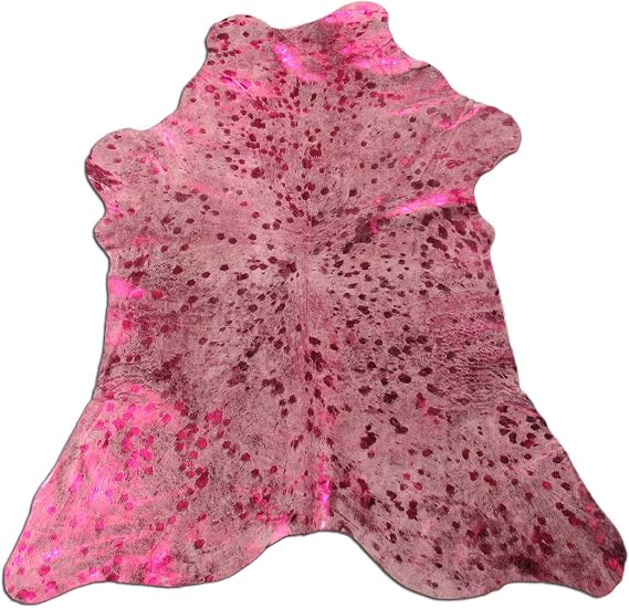 Cowhide Accent Rug - Pink Metallic MINI Rugs 35" X 30" inches or 90X76 cm