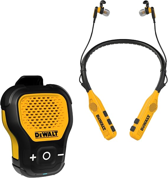 DEWALT Jobsite Audio Bundle Wearable Clip-On Speaker & 2-in-1 Neckband Headphones