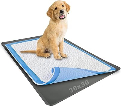 TidyFriend Dog Pee Pad Holder Tray Fits Up to 30 x 36 Wee Wee Pee Pads - Stable Grip, Raised Edges, Quick-Wipe Silicone Surface Dog Potty Tray Holder for Indoor Flooring Protection Grey