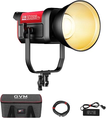 GVM 200W LED Video Light, 2700K-6800K Continuous Output Lighting LED COB Light with DMXBluetooth App Control, YouTube Studio Light for Film Recording Photography, CRI 97