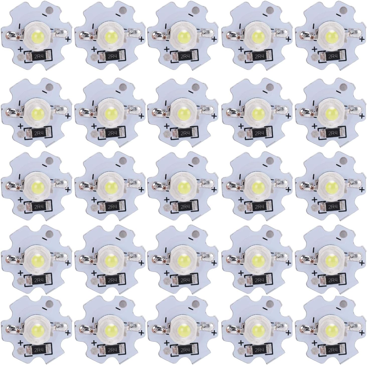 Hyuduo LED High Power Chips, 25pcs 3W 5V 200LM Cold White SMD Lamp Beads, 20x7mm Aluminum Base for DIY Lighting Fixtures, Flashlights, Spotlights