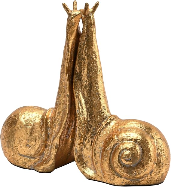 Creative Co-Op Decorative Distressed Cast Metal Snail Bookends, Gold