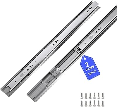 LONTAN 24 Inch Soft Close Drawer Slides 2 Pairs Side Mount Heavy Duty Cabinet Drawer Glides Ball Bearing Full Extension Kitchen Cabinet Rails 100 LB Capacity