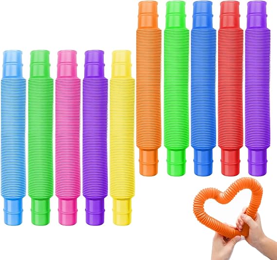 10 Pcs Pop Tubes, Diy Sensory Color Stretch Tube, For Sensory Kids And Kids Learning Toys, Autism Children, Adult Reduce Anxiety