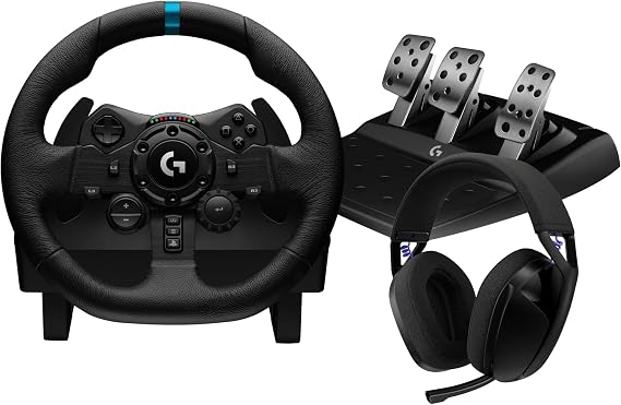 Logitech G G923 TrueForce Sim Racing Wheel & Pedals +G52 Headset PS5