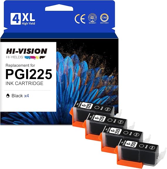 Compatible Ink Cartridge Replacement for Canon PGI-225 PGI225 to use with MG6220 MG6120 MG5320 MX882 MX892 (4 Black)