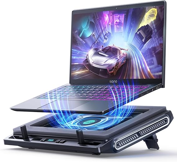 llano V10 SE Gaming Laptop Cooler Cooling Pad Stand with | External Cooling Fan Fast Cooling Computer Laptop 13-17.3in Adjustable Speed Control A Mouse Pad Included Non-RGB & Ports