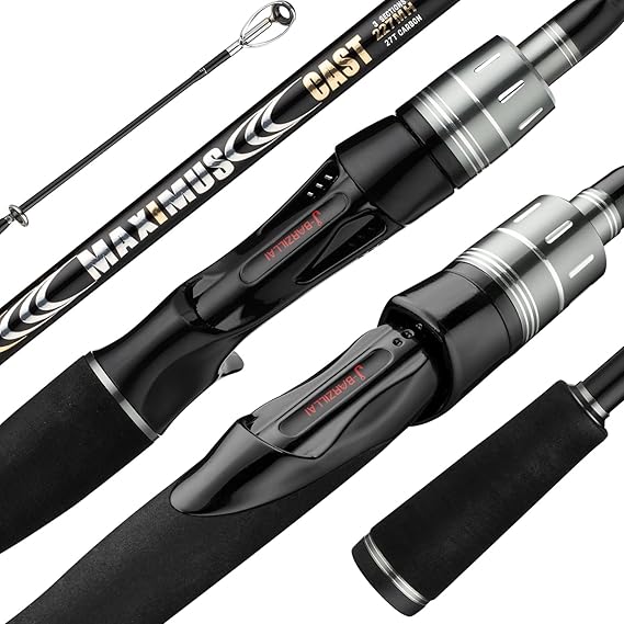 Maximus Fishing Rod 5'6"-11' Spinning Casting 2/3/4 Pieces Lure Baitcaster Medium Light to Medium Heavy 27T Carbon Fiber Fuji O Guides Freshwater Saltwater Bass Trout Catfish Travel Surf Fishing Pole