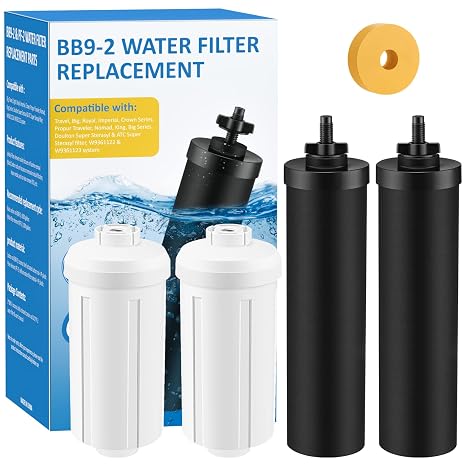 Replacement water filter for Berkey, BB9-2 Filter, PF-2 Fluoride Filter, Compatible with Berkey Big, Light, Imperial, Travel, Crown and Royal Series 4 Pack | PF-2フッ化物フィルター Berkey Big、Light、Imperial、Travel、Crown、Royalシリーズに対応 4パック