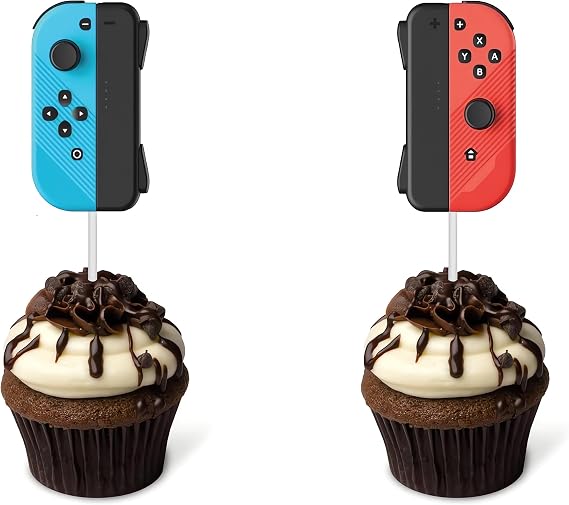 Video Game Cupcake Toppers 24PCS,Game Controller Theme Cupcake Decorations,Birthday Cake Decorations Picks for Boys Gaming Themed Birthday Party