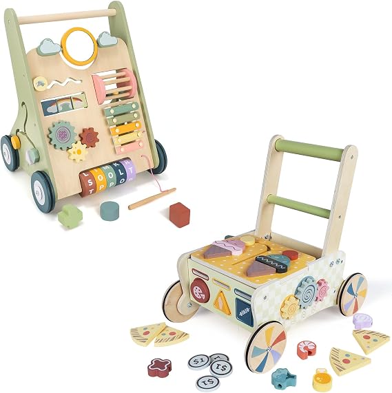 Wooden Baby Walker, Baby Push Walker, Montessori Kitchen Walker Toy