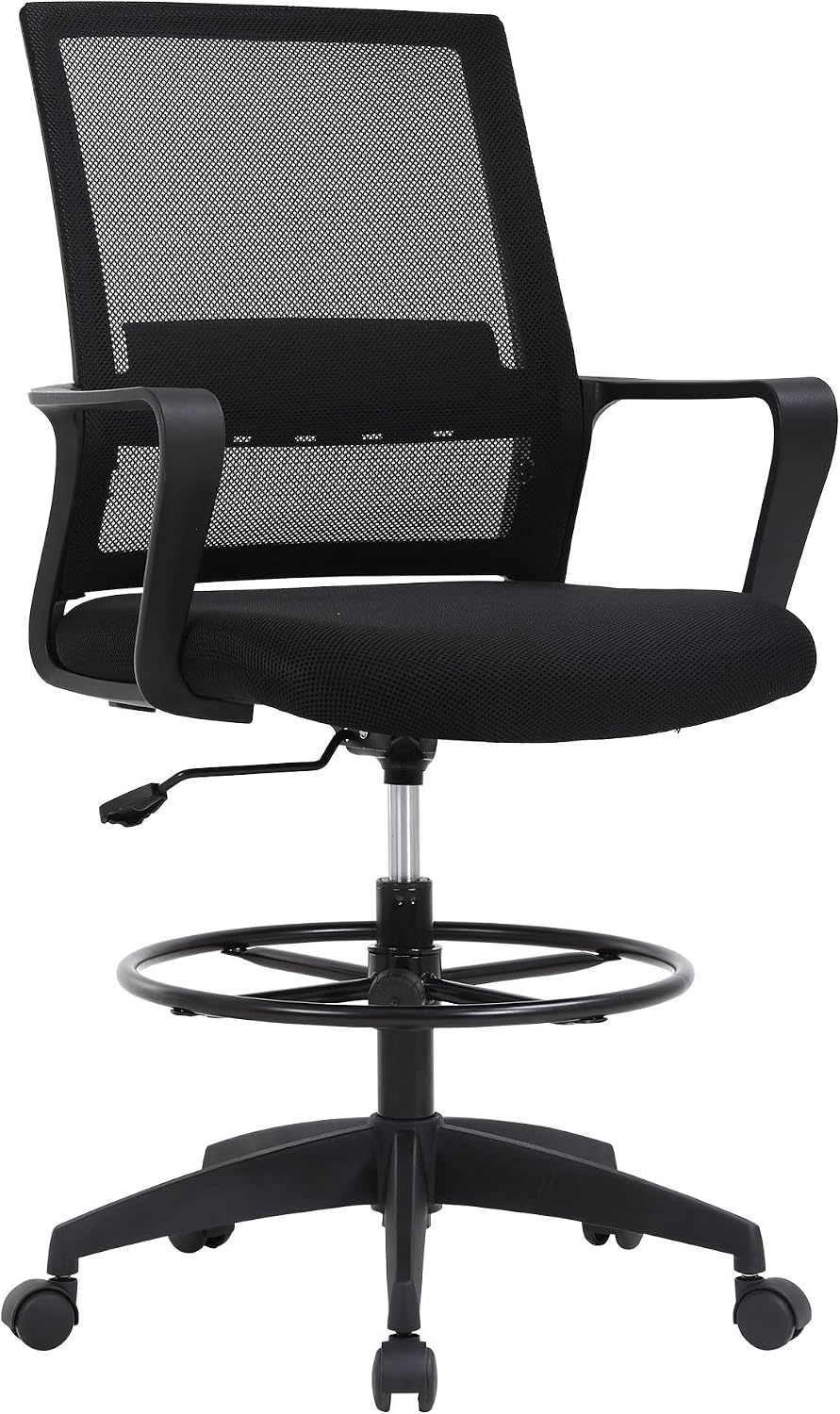 Factory Direct Wholesale OC-DF846 Best Office Executive Chair, Black, Lumbar Support, Arm, Footrest, Mid Back, Rotatable, Height Adjustable, For Standing Desk, Drafting, Adult, 22.8 x 23.2 x 48.0