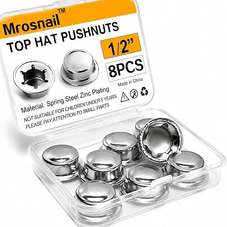 8PCS 1/2" Push Nuts Axle Caps, Spring Steel Push-On Retainers
