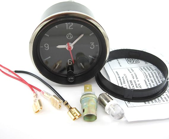 LUCH Car Dashboard Clock - Analog 12v with Backlight - Round Quartz Automobile Clock for Classic, Vintage, Race or Muscle Cars