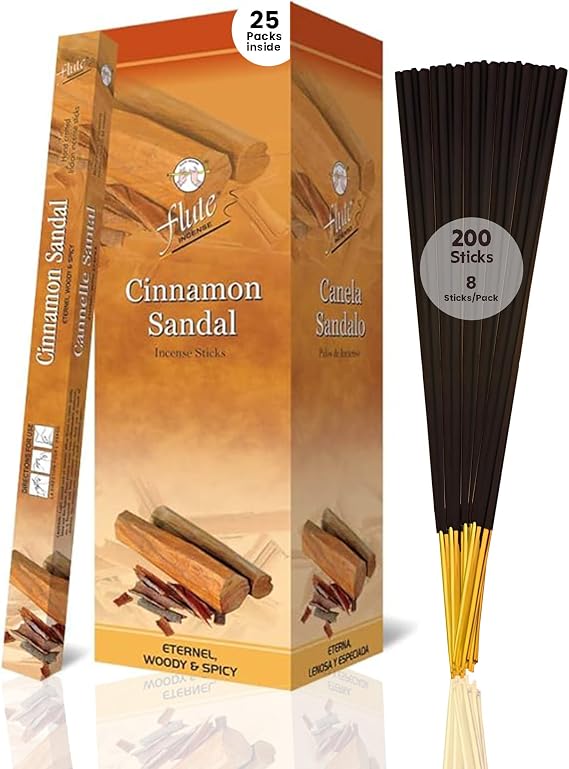 Flute Cinnamon Sandalwood Incense Sticks, 9 Inch, 200 Sticks) | 40 Minutes Burn Time