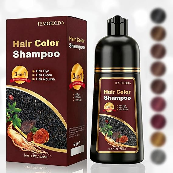 Dark Coffee Hair Dye Shampoo 3 in 1 for Gray Hair, Instant & Long-lasting Natural Hair Color Shampoo for Women & Men, Root Touch Up, Champu para Canas, Damage-Free, Easy Home DIY Salon, 16.9 Fl Oz