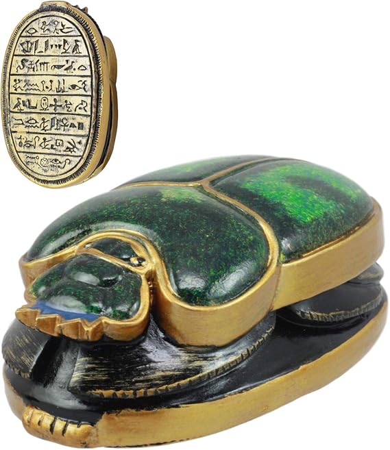 Gifts & Decor Ebros Ancient Egyptian Scarab Oracle Amulet 4" Long Symbol of Rebirth Green Scarab Figurine