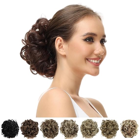 Messy Bun Scrunchie Chignon Hairpiece for Women Ash Brown to Bleach Blonde