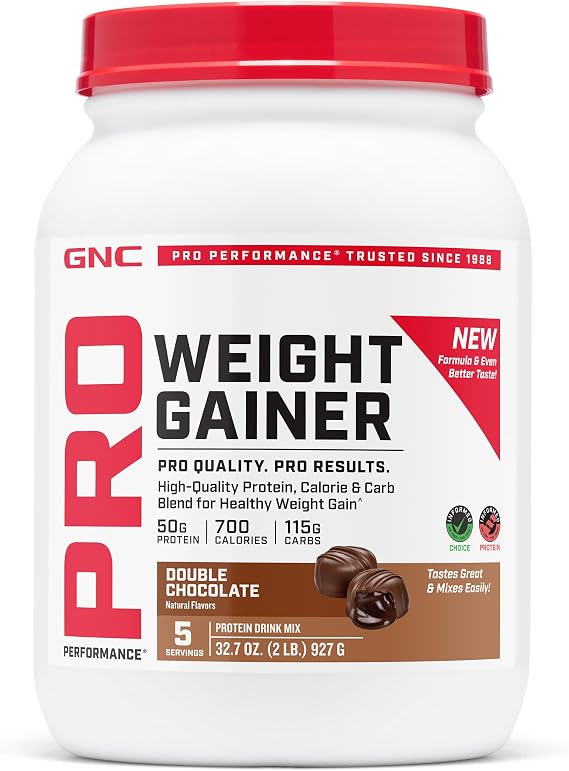 GNC Pro Performance Weight Gainer, Double Chocolate, 32.7 Oz, 5 Servings