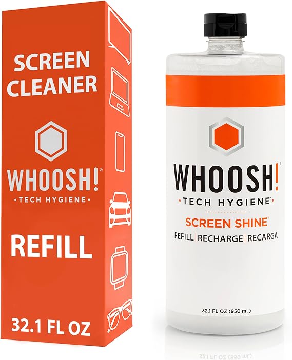 WHOOSH! Electronics Screen Cleaner Liquid Refill, 32.1 fl oz | Refill for Pro, Go & Pocket, Eco Friendly Choice to Reduce Waste, Safe for Electronics TVs, Computers & Monitors