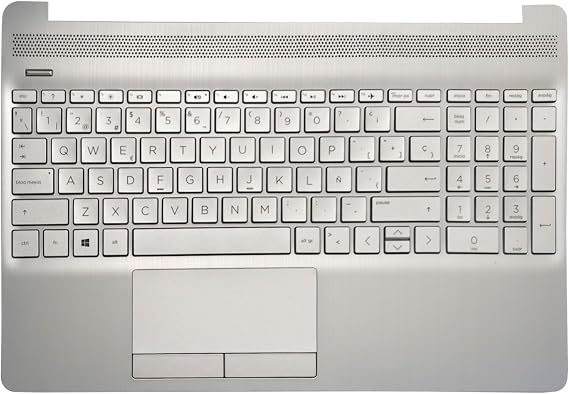 Laptop Spanish Keyboard Compatible for HP 15-DW 15S-DU 15S-DR TPN-C139 250 G8 255 G8 15-DW0037WM 15-DW0083WM Silver Palmrest Upper Cover Case TouchPad No Backlit