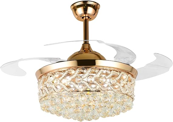 42" Crystal Ceiling Fan with Light Modern Chandelier