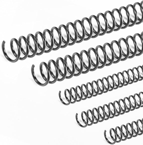 Binditek Plastic Spiral Binding Coils, 6 mm & 8 mm, Black, 200 Pack