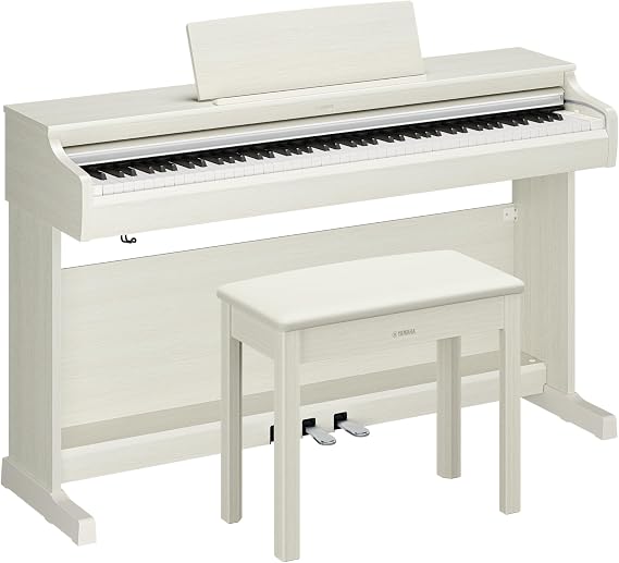 Yamaha Arius Series 88-Key Weighted Digital Piano Keyboard, Full Size, GrandTouch-E Action, CFX Concert Grand Piano Sound, 3-Pedal Unit, Bench Included, Classic Upright Design, YDP-166WB
