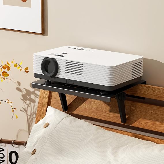 No Drilling Metal Projector Mount,Projector Shelf for Sofa and Bedside | Adjustable Angle and Foldable for Storage,Perforated Design for Heat Dissipation,Projector Wall Mount for Living Room
