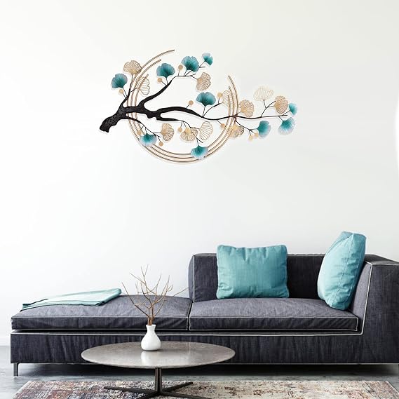 BOPRCSH 3D Ginkgo Tree Leaf Metal Wall Art Decor for Living Room, Bedroom & Dining Room, 44inch Ginkgo Leaf Metal Wall Sculpture Art Unique Gold Wall Decor
