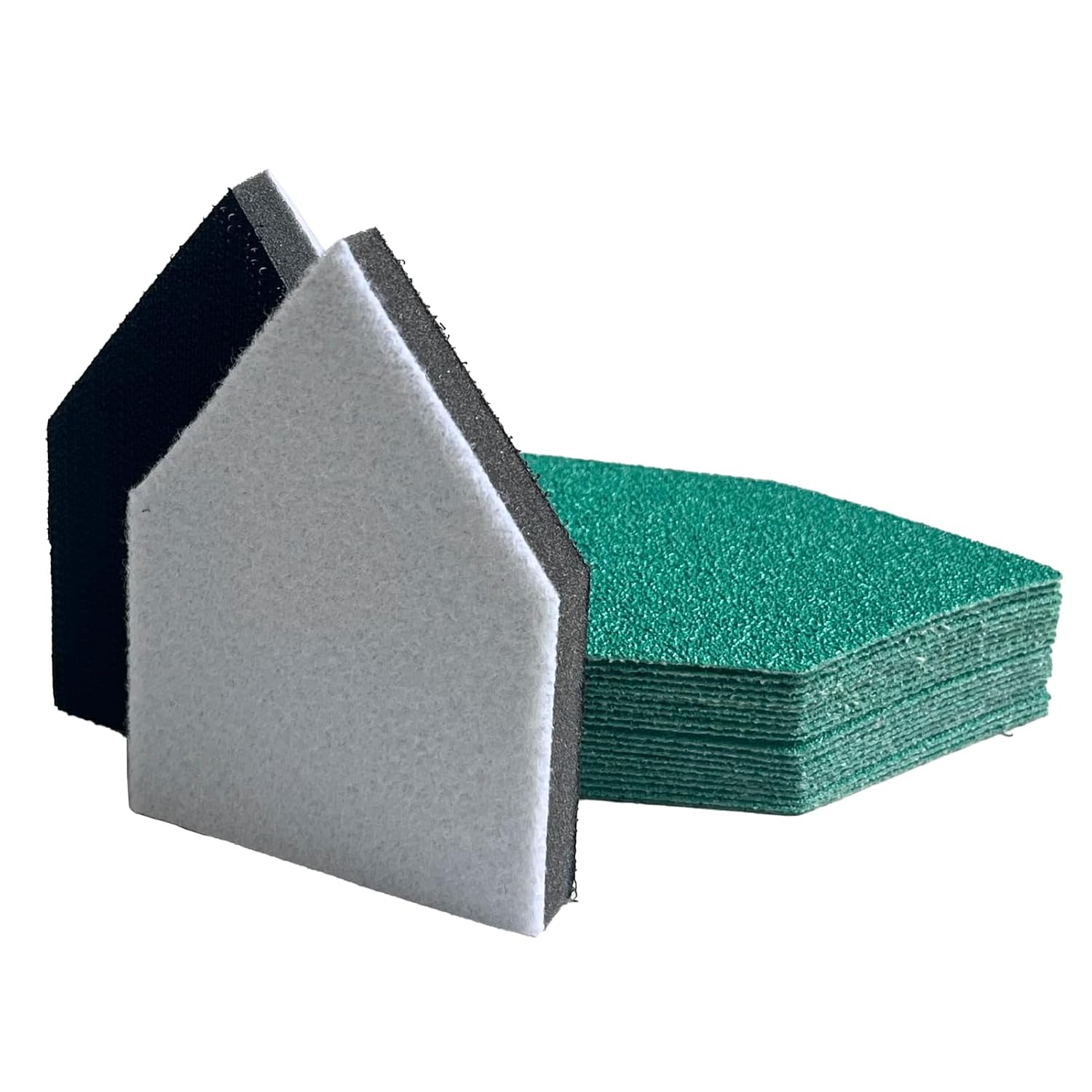 50Pcs 90mm x 65mm Triangle Sanding Sheet, Fits Milwaukee M12 Fuel Sanders, 60/80/120/240/400 Grit, Hook & Loop Film Sandpaper, Detail Sander Sandpaper and 2 Sanding Interface Pads (50pcs(Mixed Grit))