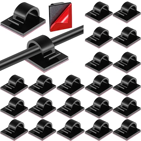 Namalu 60 Pieces Mini Cable Clips Hooks Christmas Light Clips Self Adhesive Light Hooks Cord Clips for Desk Outdoor String Lights(Small,Black) | Self Adhesive Cord Clips Wire Holder Cable Organizer for Desk Wall Window Light Hooks for Christmas Outdoor String Lights