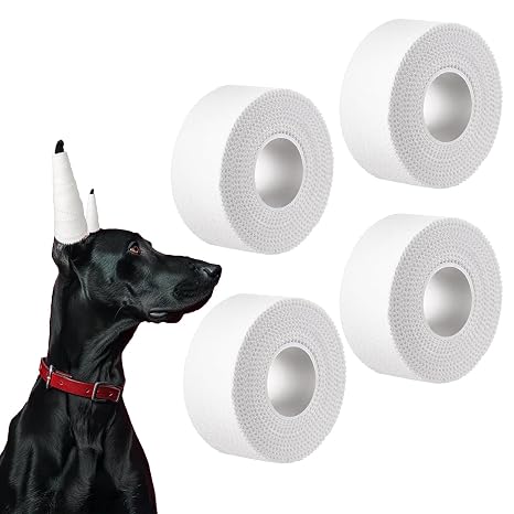 4 Pcs 1 Inch Ear Tape for Dog Ears,Dog Ears Stand up Care Tape,Breathable and Easy Tear for Doberman Pinscher