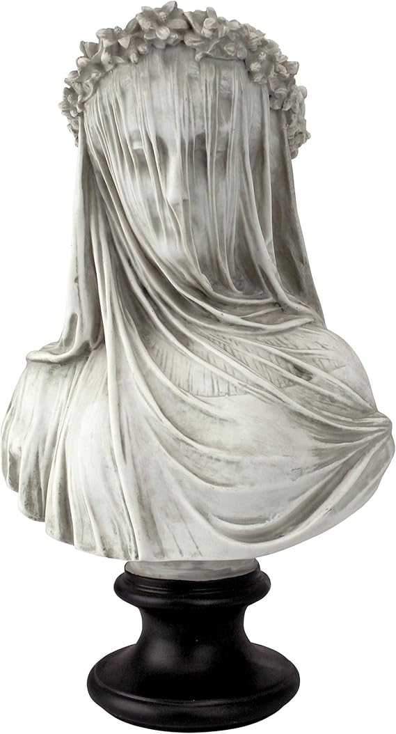 Design Toscano Örtülü bakire büstü, ölçüler: 22,8 cm x15,2 cm x35,5 cm