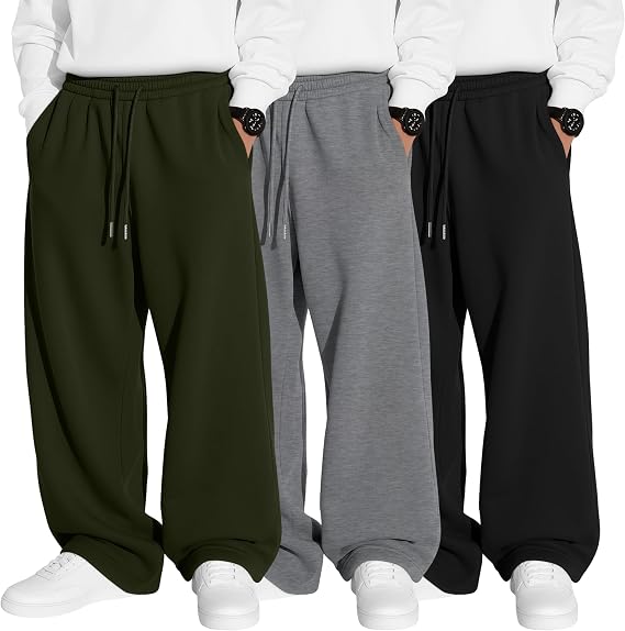 3 Pack Boys Baggy Wide Leg Sweatpants