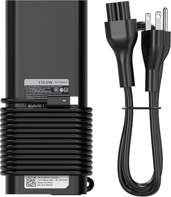 BULL-TECH Replacement for Dell 130W Laptop Charger USB C Type C Slim AC Power Adapter for Dell Xps 17,Precision 5550 5530 2in1,XPS 15 2in1 9575,DA130PM170 HA130PM170 0K00F5 K00F5 0M0H25 M0H25 T4V18