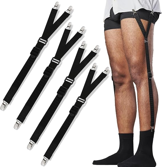 STAY GENT Shirt Stay for Men, Elastic Adjustable Men Shirt Garters with Anti-slip Locking Clamps Keep Shirt Tucked In