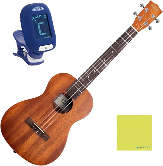 Kala All-Mahogany Baritone Bundle, Ukulele w/Klipz Tuner