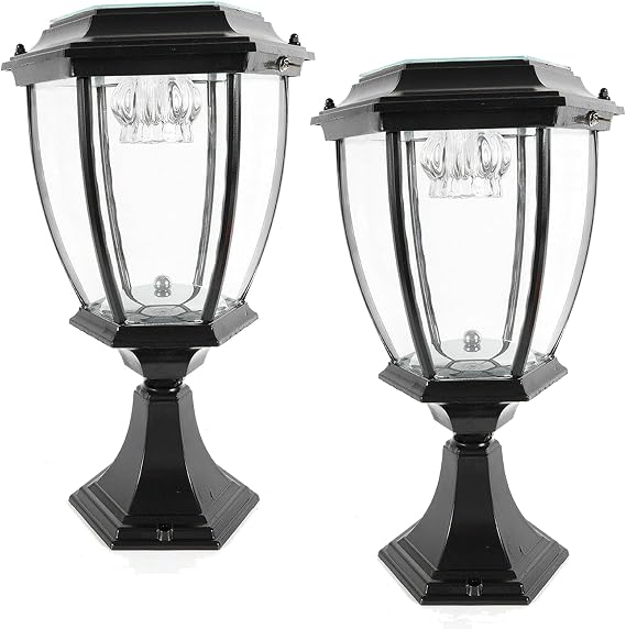 LYNICESHOP Outdoor Solar Post Lights,Waterproof LED Landscape Light Energy Saving Lantern lamp,for Fence Deck or Patio (Black/2pack)